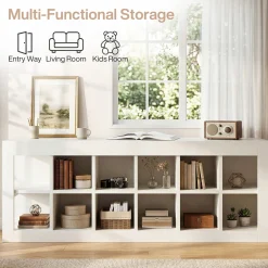 52.36" 12 Cube Organizer Bookcase, 2-Tier Open Shelf Storage for Living Room Bedroom Office