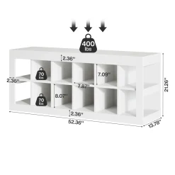 52.36" 12 Cube Organizer Bookcase, 2-Tier Open Shelf Storage for Living Room Bedroom Office