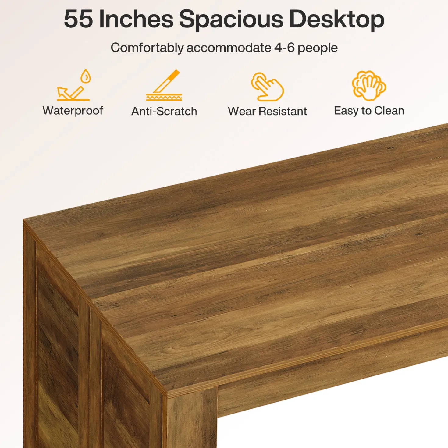 55" Dining Table Set, Wooden Kitchen Table for 4-6 with 2 Benches