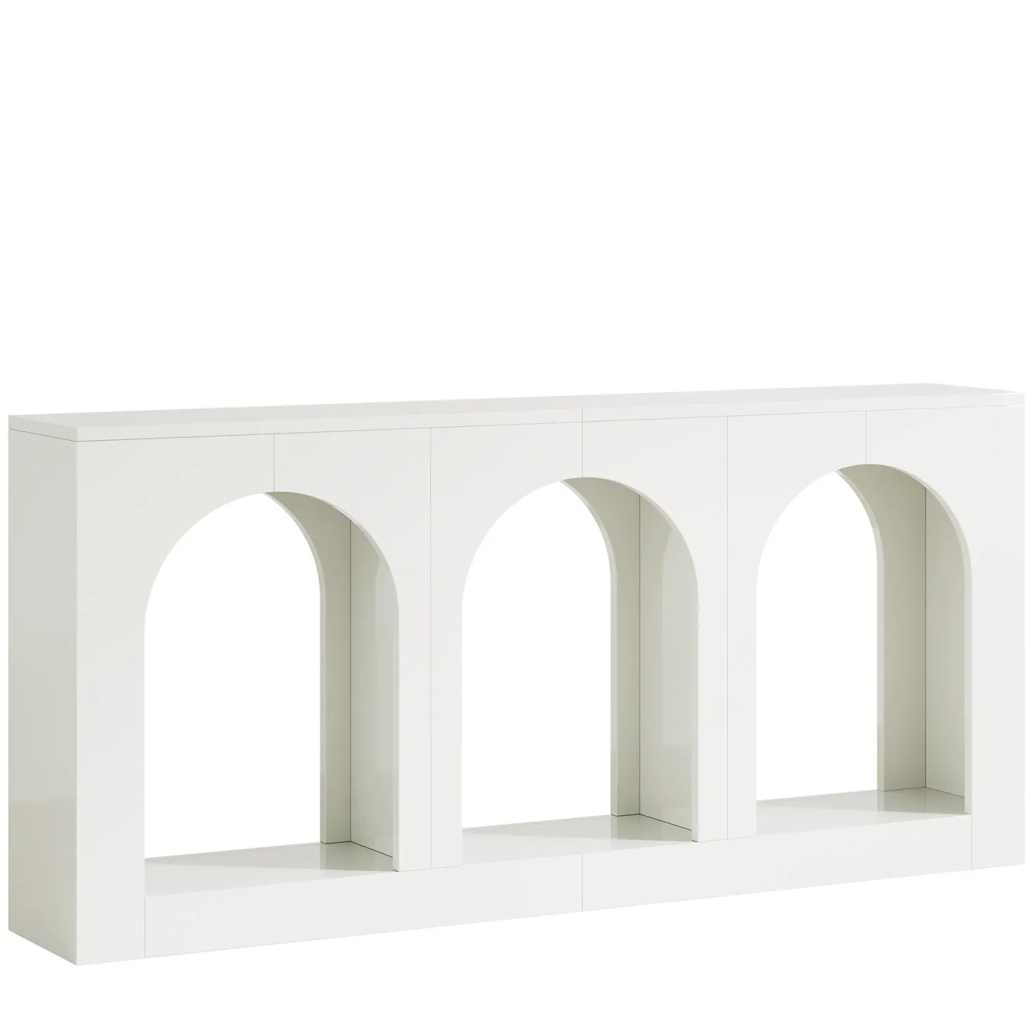 70.8" Arched Entryway Table, Wood Console Table with 3 Arched Shelves