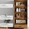70" Bakers' Rack, Rustic Kitchen Pantry Cabinet with Doors and Drawer