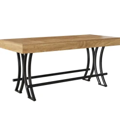 63" Bar Pub Table, Counter Height Kitchen Dining Table with Metal Footrest