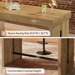 41" Bar Table, Counter Height Pub Table with Thickened Tabletop