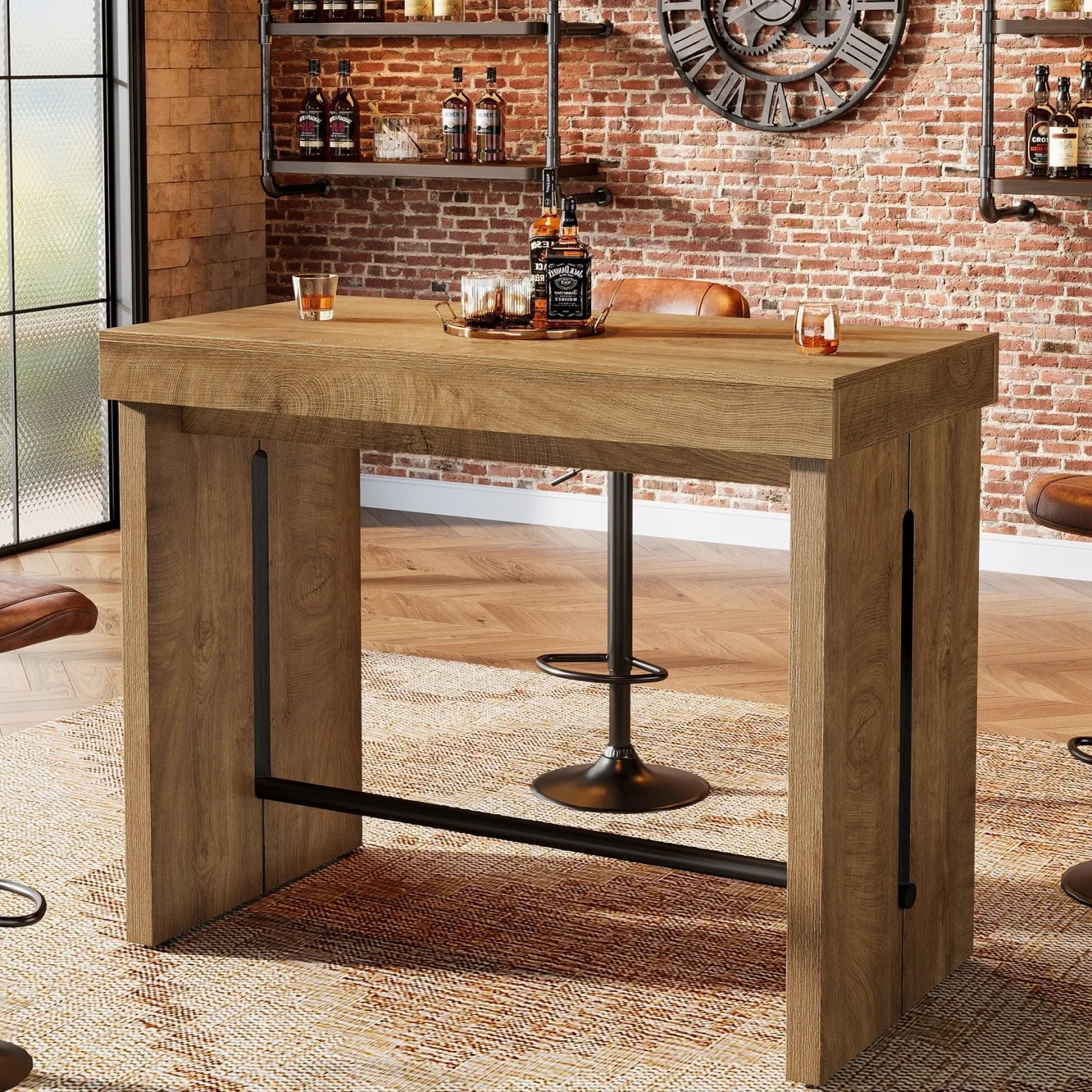 41" Bar Table, Counter Height Pub Table with Thickened Tabletop