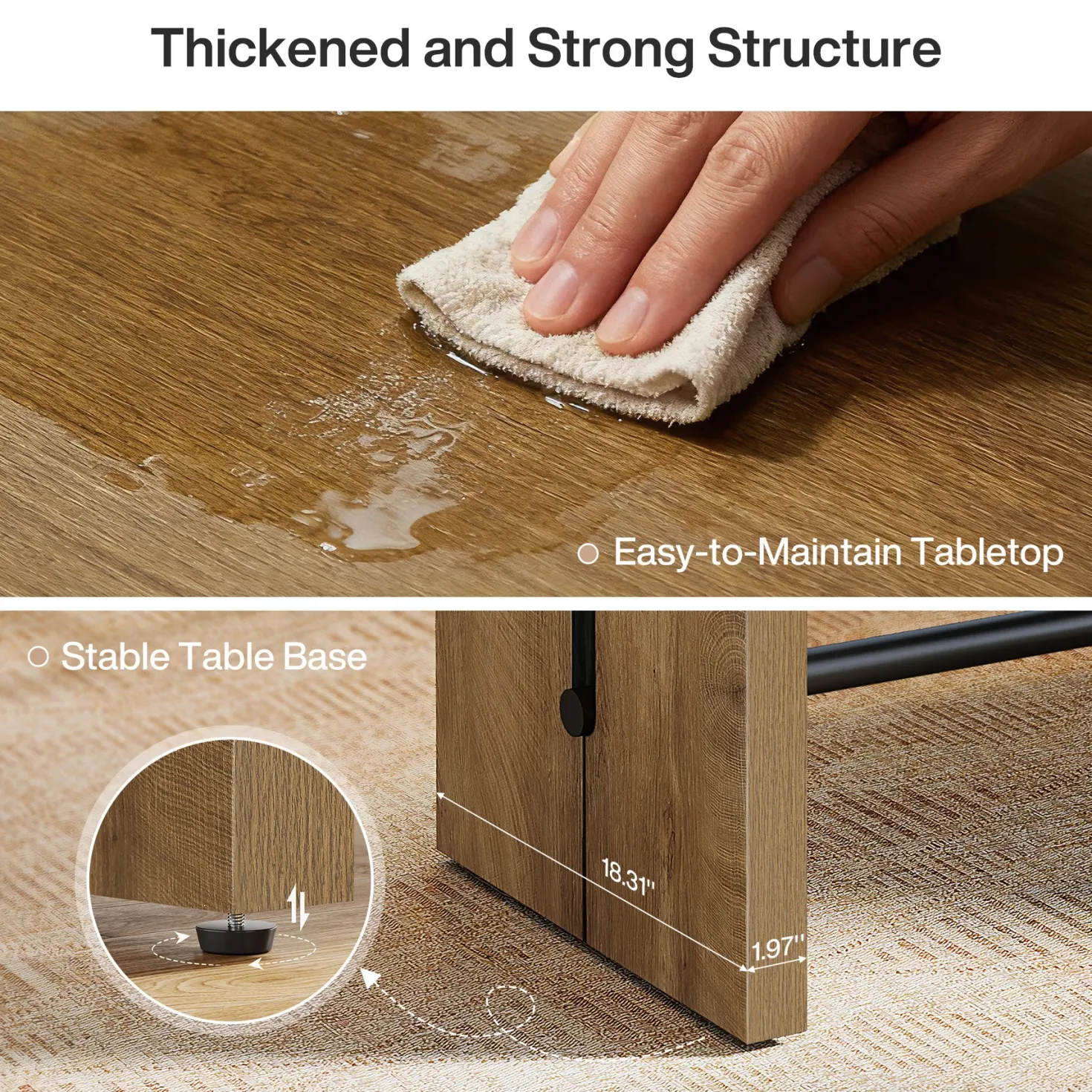 41" Bar Table, Counter Height Pub Table with Thickened Tabletop