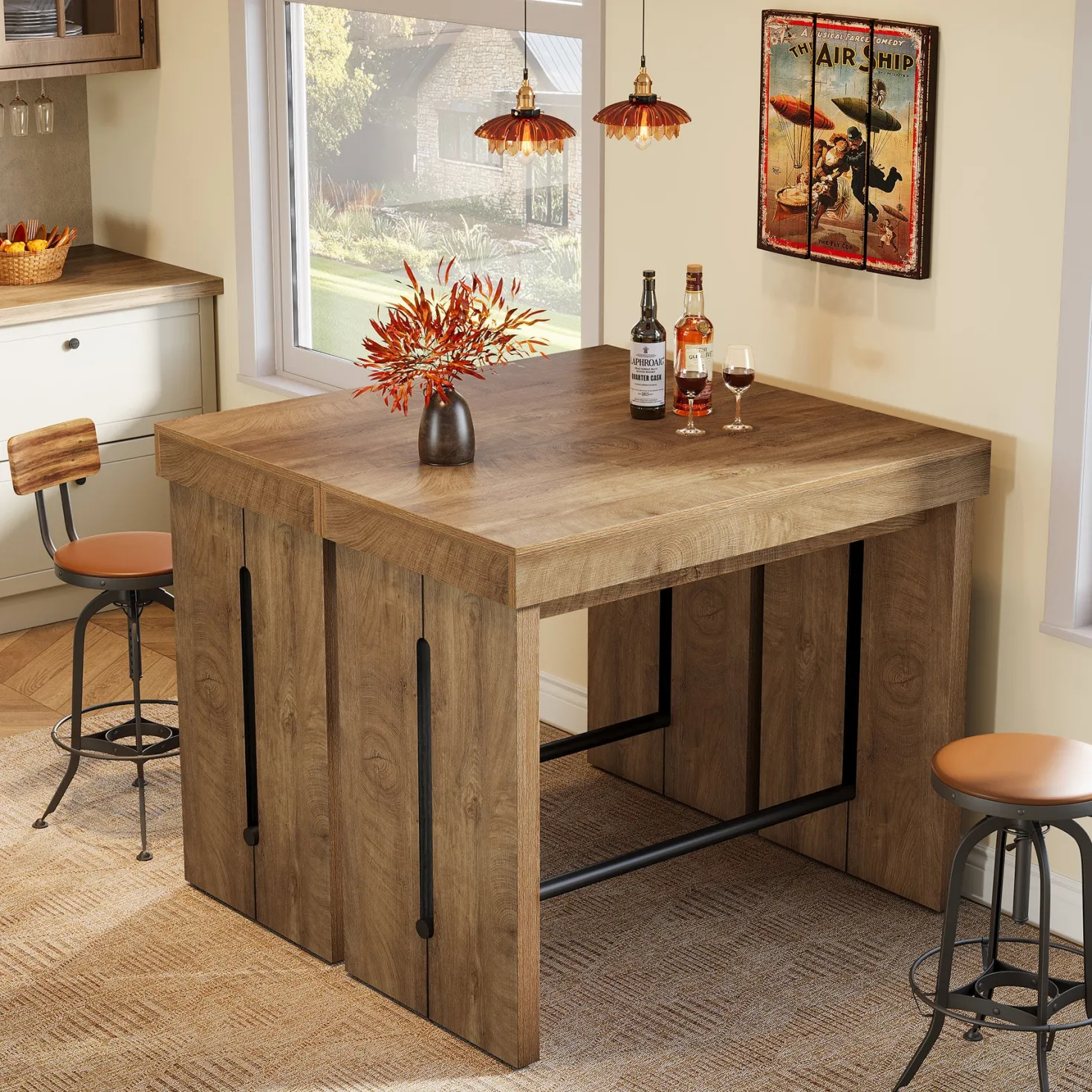 41" Bar Table, Counter Height Pub Table with Thickened Tabletop