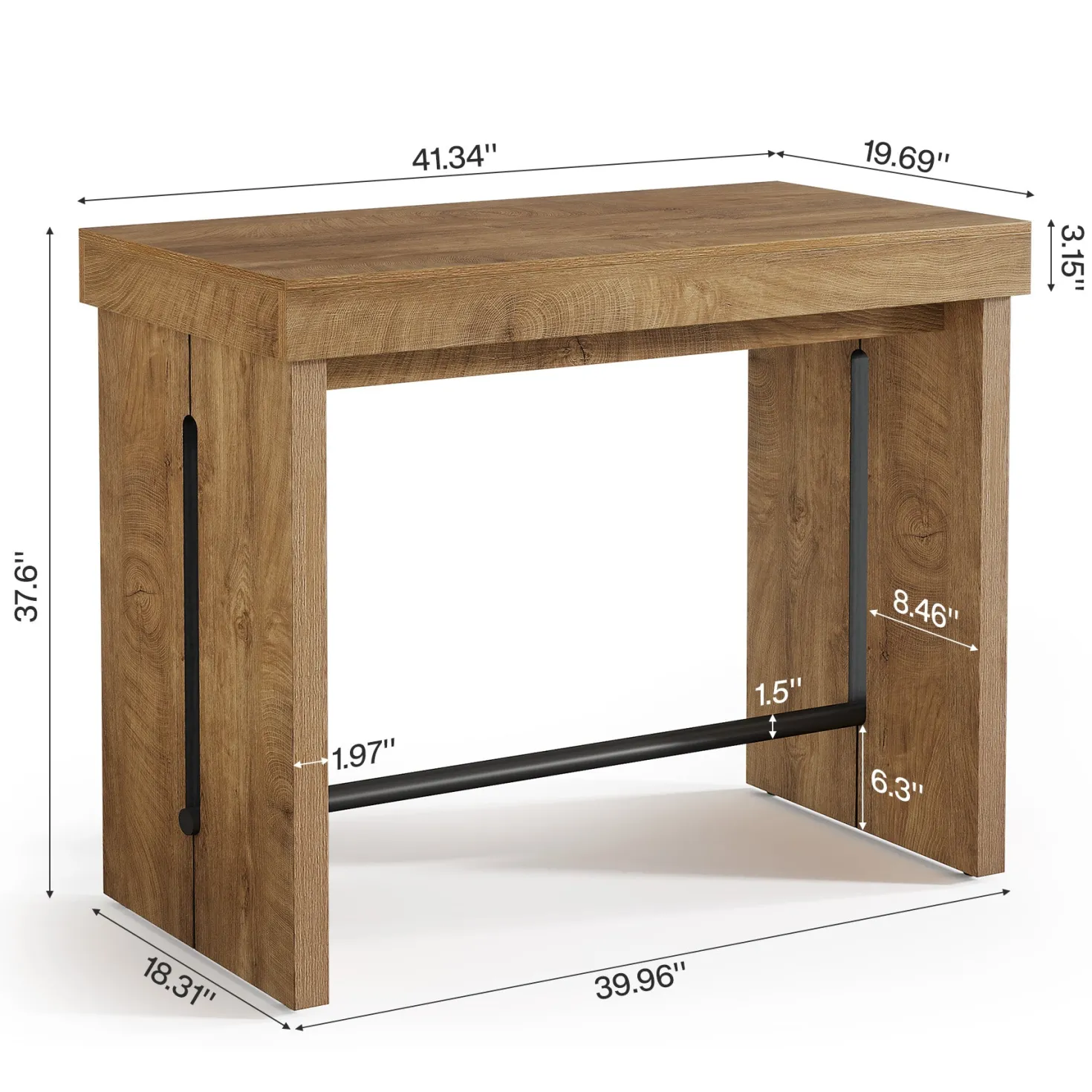 41" Bar Table, Counter Height Pub Table with Thickened Tabletop