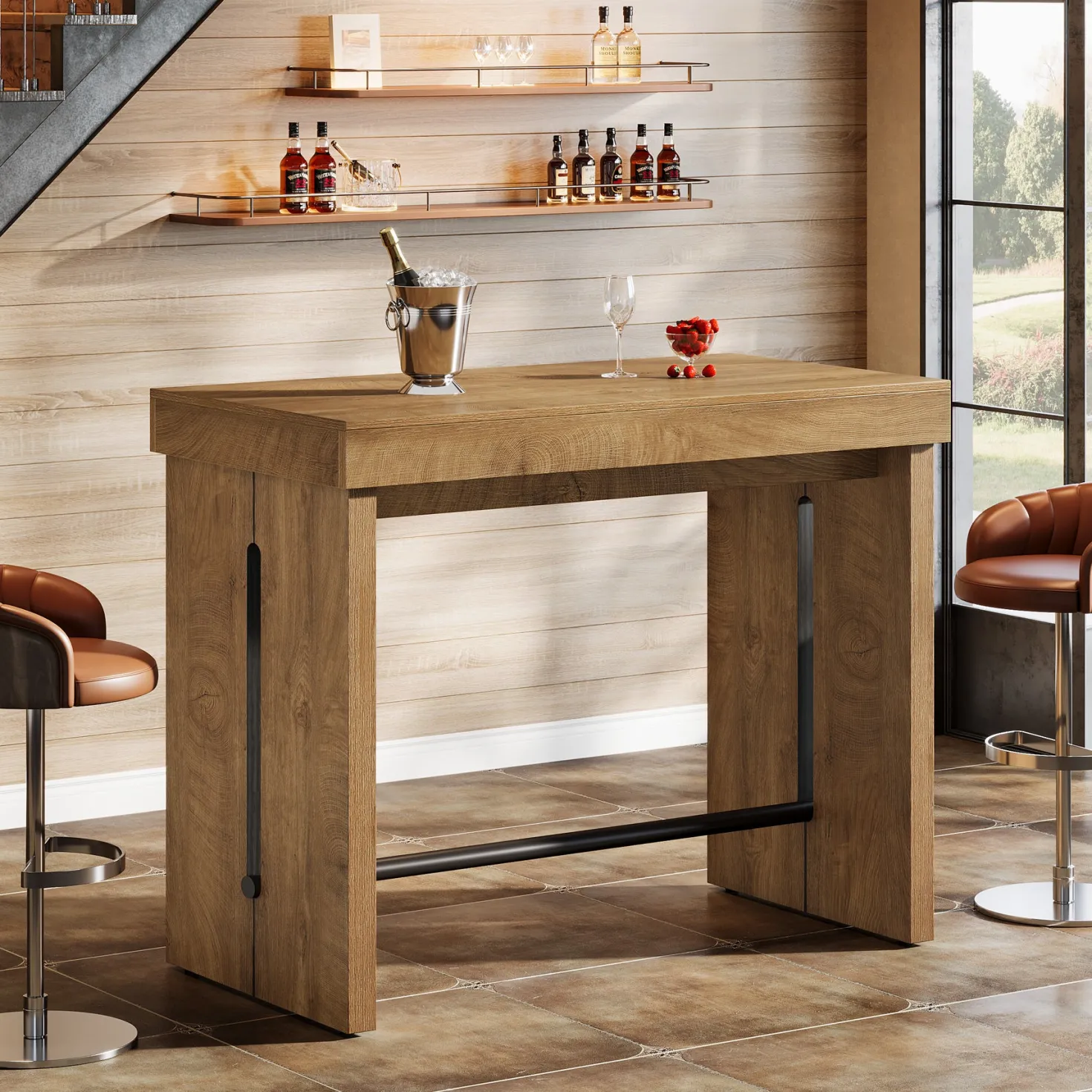 41" Bar Table, Counter Height Pub Table with Thickened Tabletop