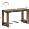 63" Bar Table Counter Height Pub Table with Metal Footrests