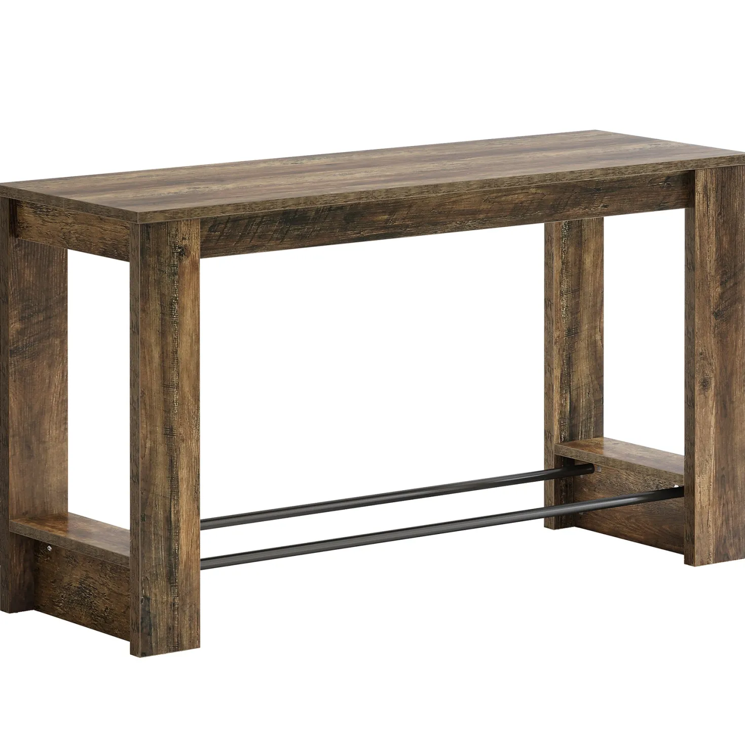 63" Bar Table Counter Height Pub Table with Metal Footrests