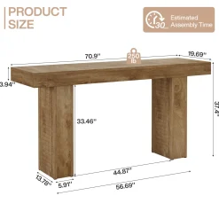 70.9" Bar Table, Counter Height Pub Table with Sturdy Pedestal Base
