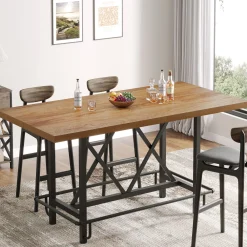 62.99" Bar Table, Farmhouse Pub Bar Counter Height Table(without Footrest)