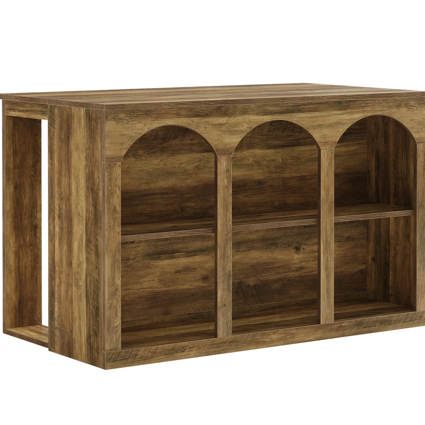 55" Bar Table, High Top Large Home Bar Unit Table with 2-Tier Shelves