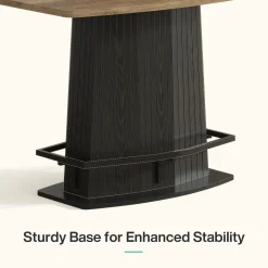 47" Bar Table, Industrial Counter Height Pub Table with Fluted Pedestal Base