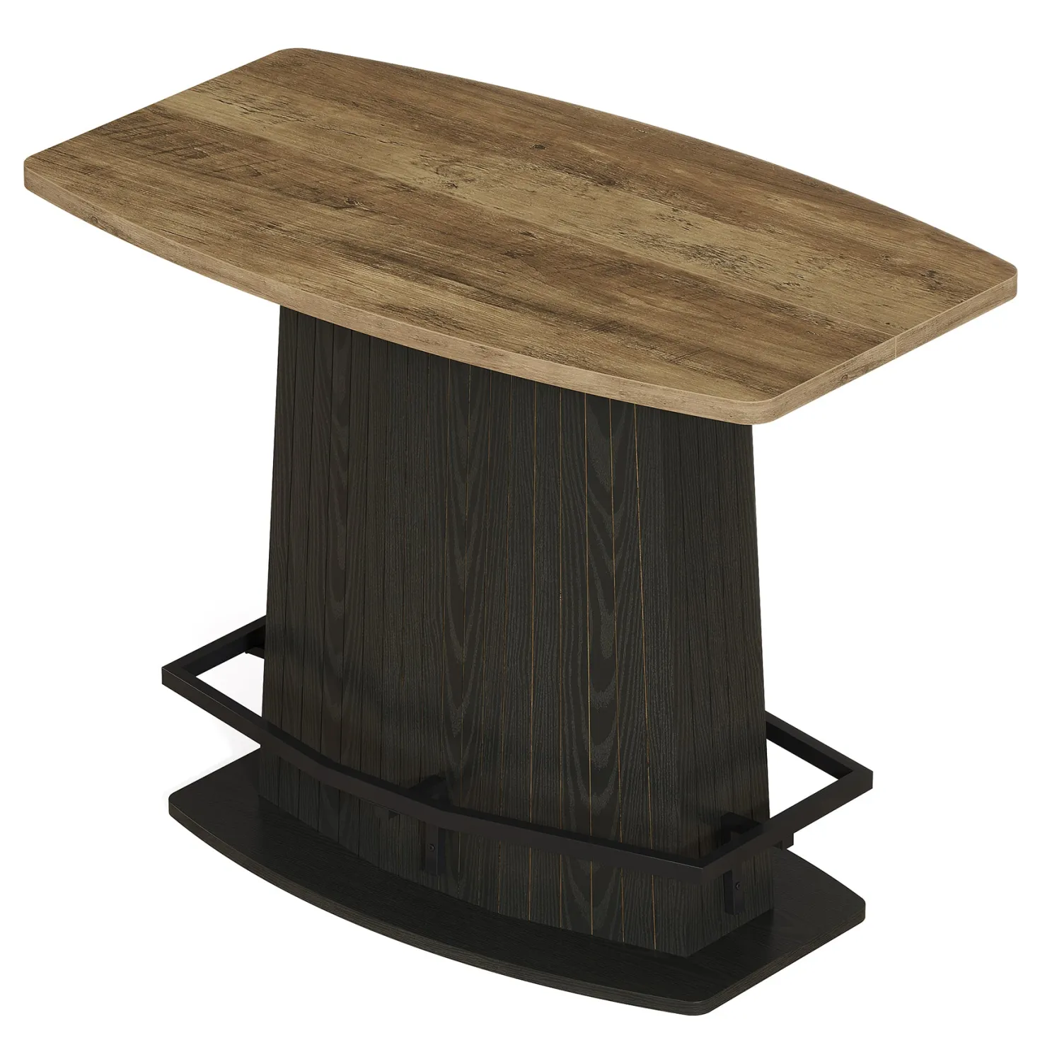 47" Bar Table, Industrial Counter Height Pub Table with Fluted Pedestal Base