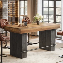 62.2" Bar Table, Industrial Counter Height Pub Dining Table