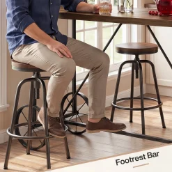 63" Bar Table, Industrial Counter Height Dining Table with Bicycle-Inspired Metal Base