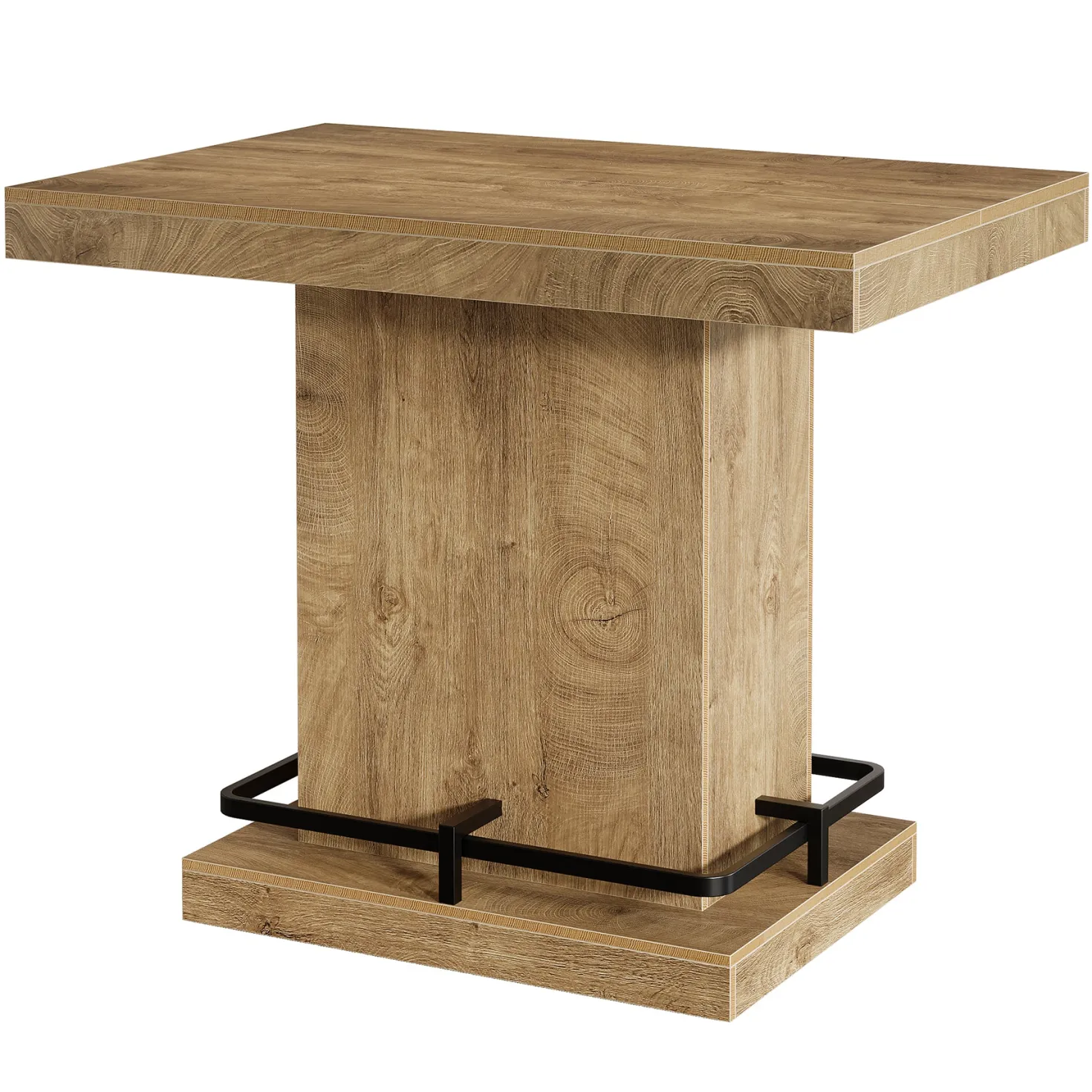 47" Bar Table, Rectangular Bistro Pub Table with Metal Footrest