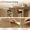 63" Bar Table, Rectangular Counter Height Pub Table with Storage Shelves