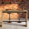 55" Bar Table, Rectangular Counter Height Pub Table with Metal Footrest