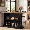 63" Bar Table, Rectangular Home Bar Unit with 2-Tier Storage Shelf for Kitchen