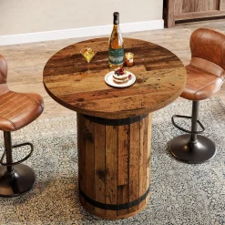 39.4" Bar Table, Round Bistro Pub Table for Kitchen