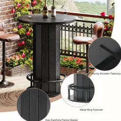 31" Bar Table, Round Bistro Pub Table with Footrest for Dining Coffee Cocktail(Only Table)