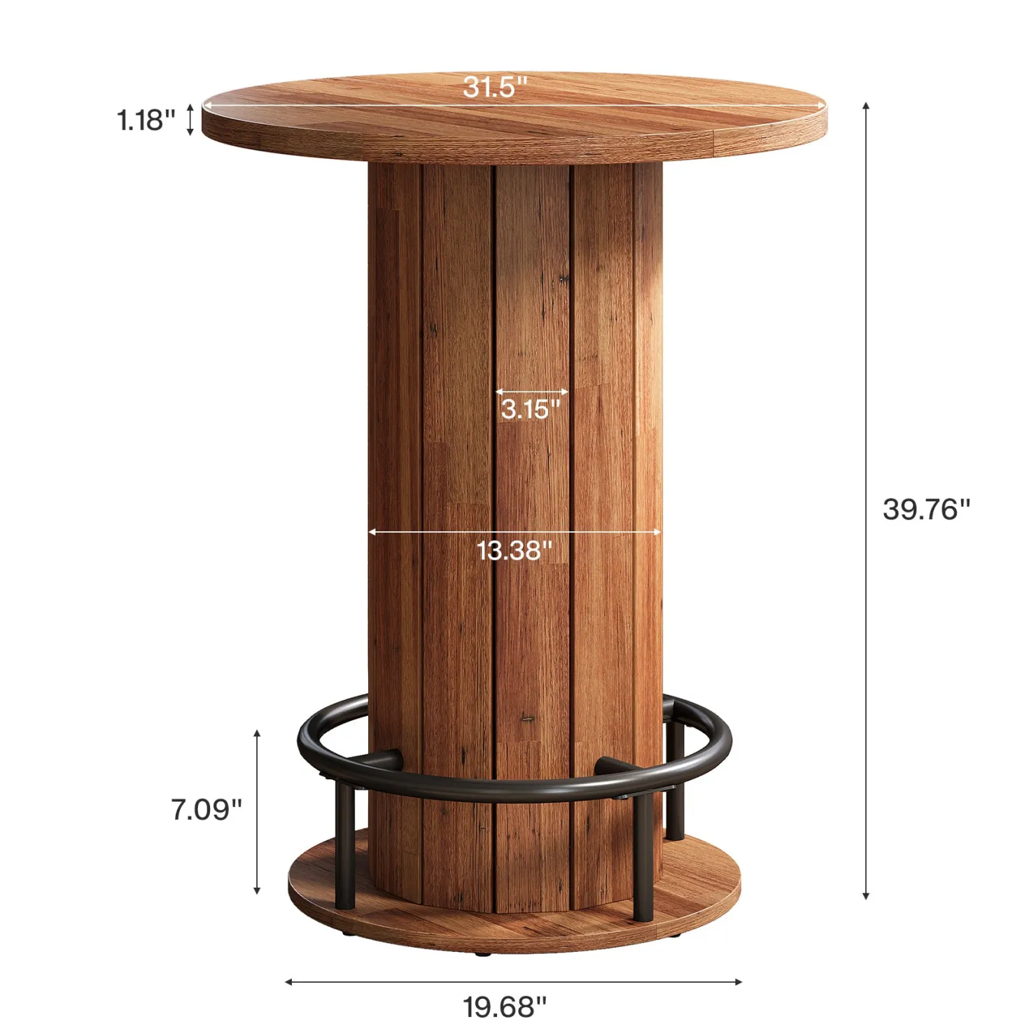 31" Bar Table, Round Bistro Pub Table with Footrest for Dining Coffee Cocktail(Only Table)