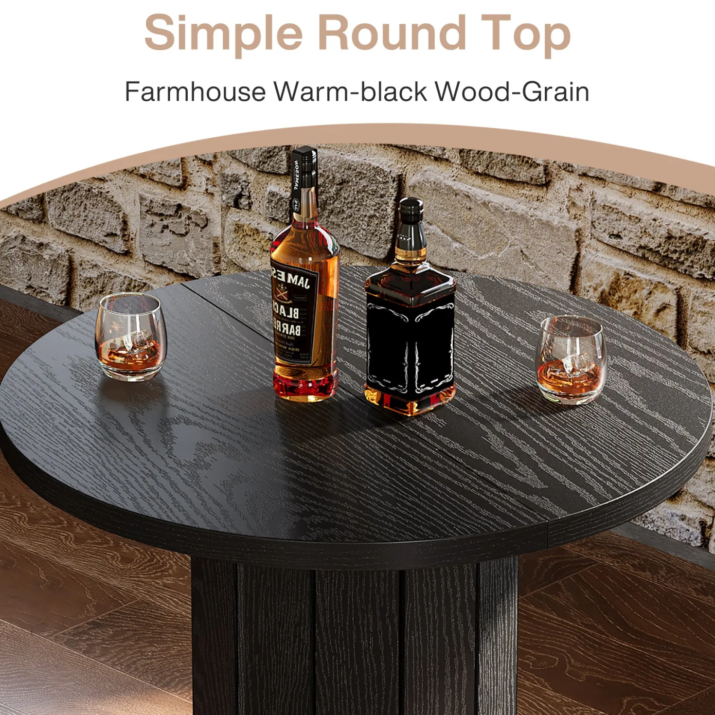 31" Bar Table, Round Bistro Pub Table with Footrest for Dining Coffee Cocktail(Only Table)
