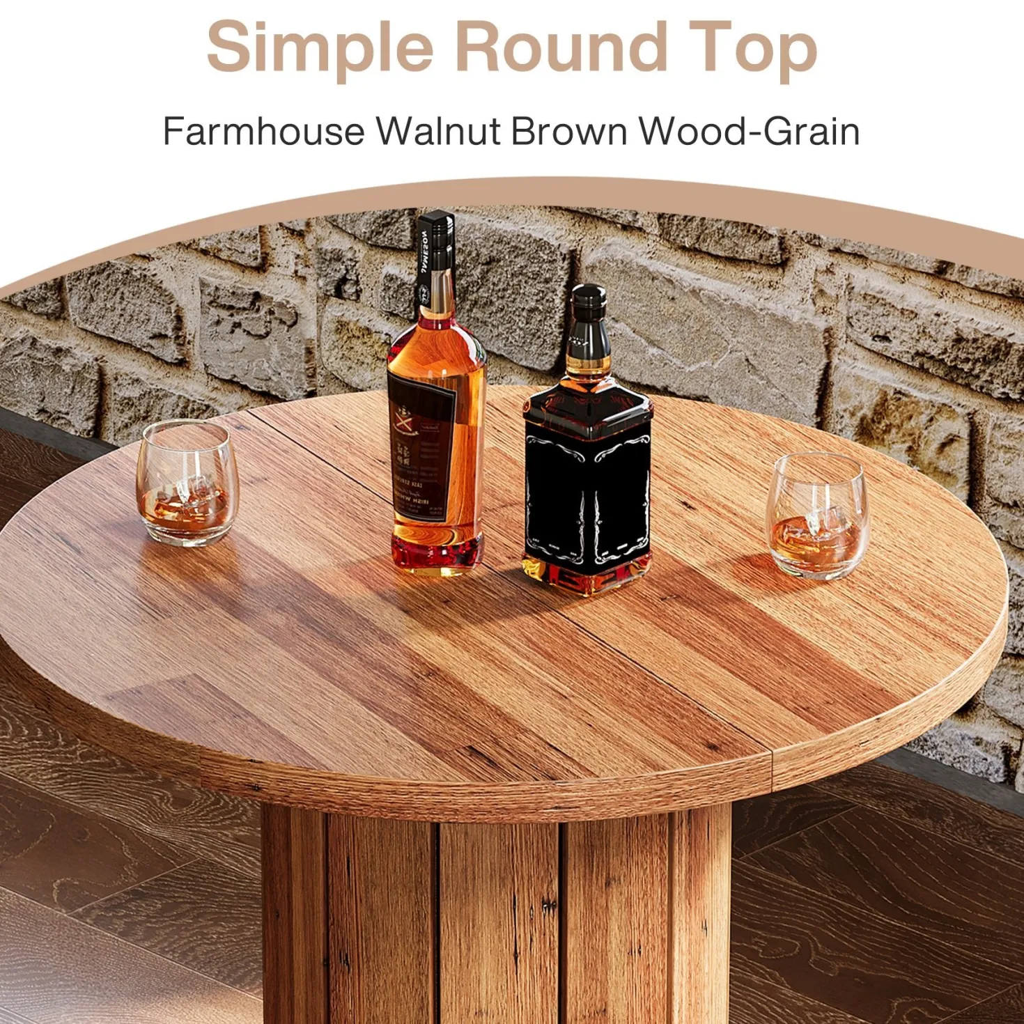 31" Bar Table, Round Bistro Pub Table with Footrest for Dining Coffee Cocktail(Only Table)