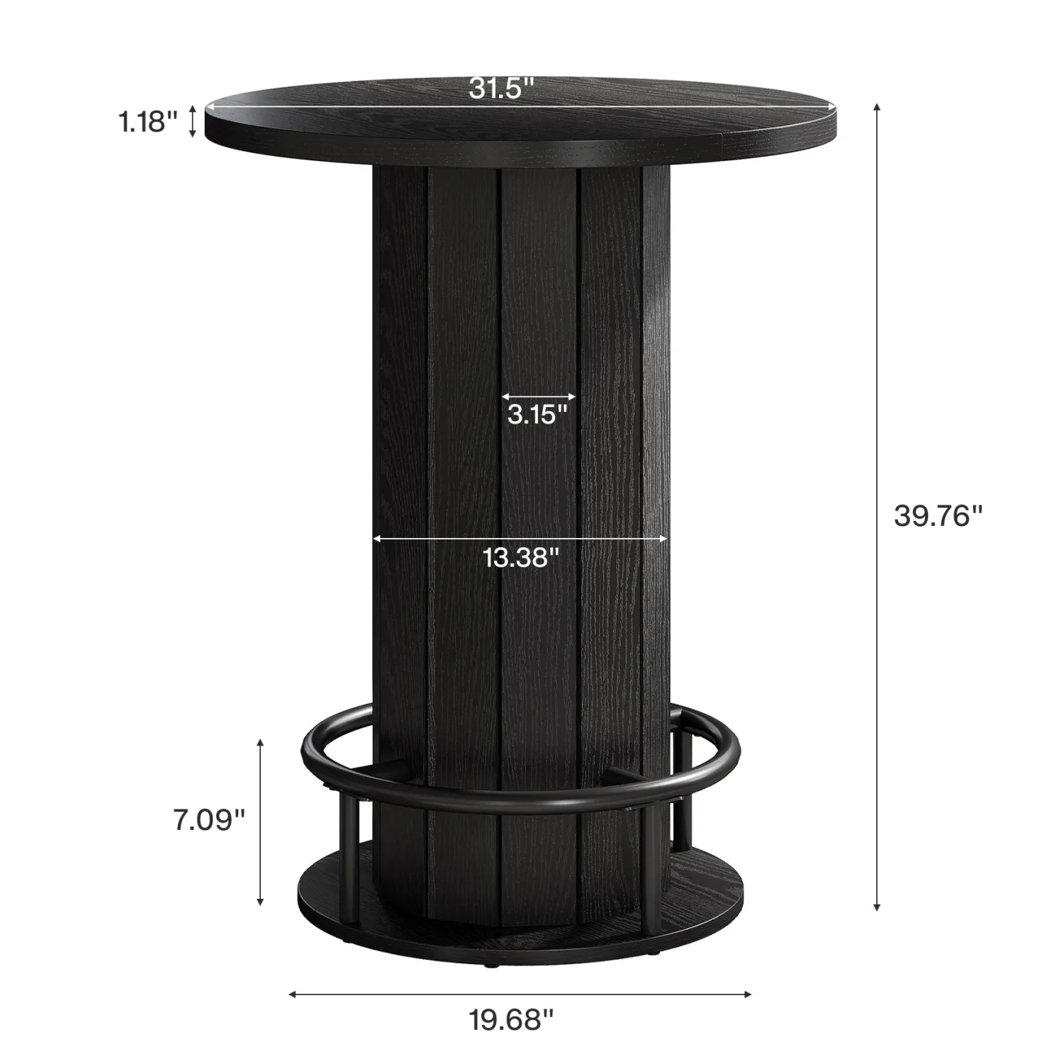 31" Bar Table, Round Bistro Pub Table with Footrest for Dining Coffee Cocktail(Only Table)