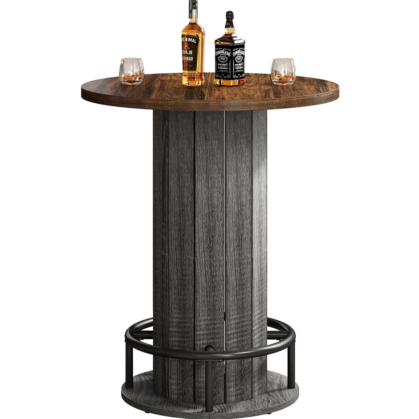 31" Bar Table, Round Bistro Pub Table with Footrest for Dining Coffee Cocktail(Only Table)