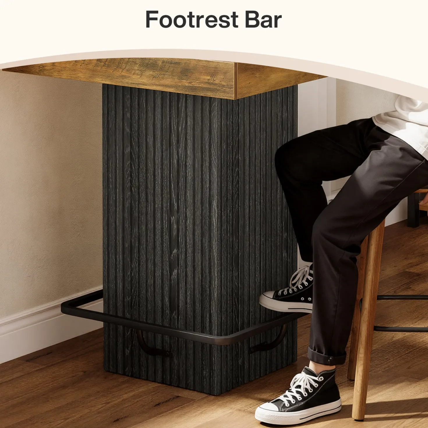31.5" Bar Table, Square Dining Table Counter Height Table with Metal Footrest