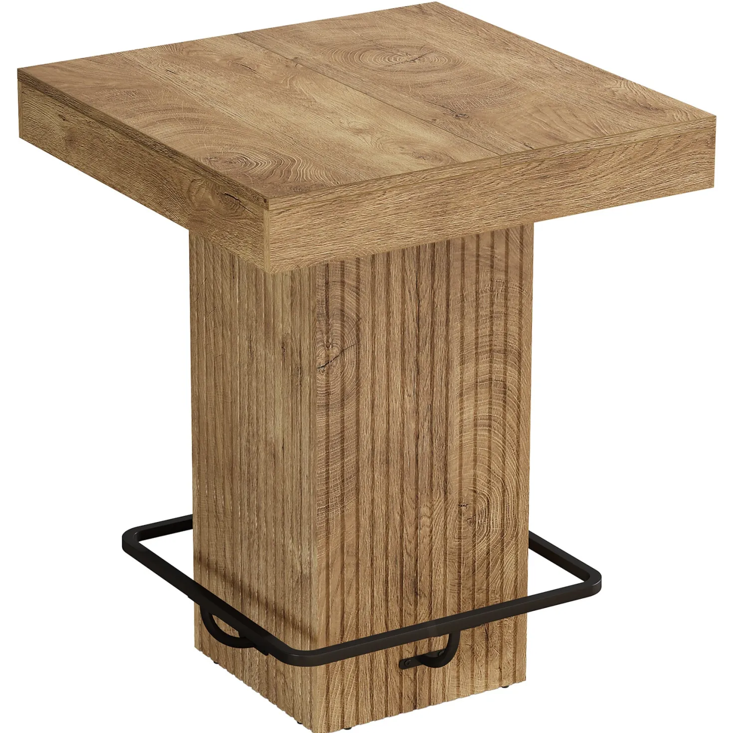 31.5" Bar Table, Square Dining Table Counter Height Table with Metal Footrest