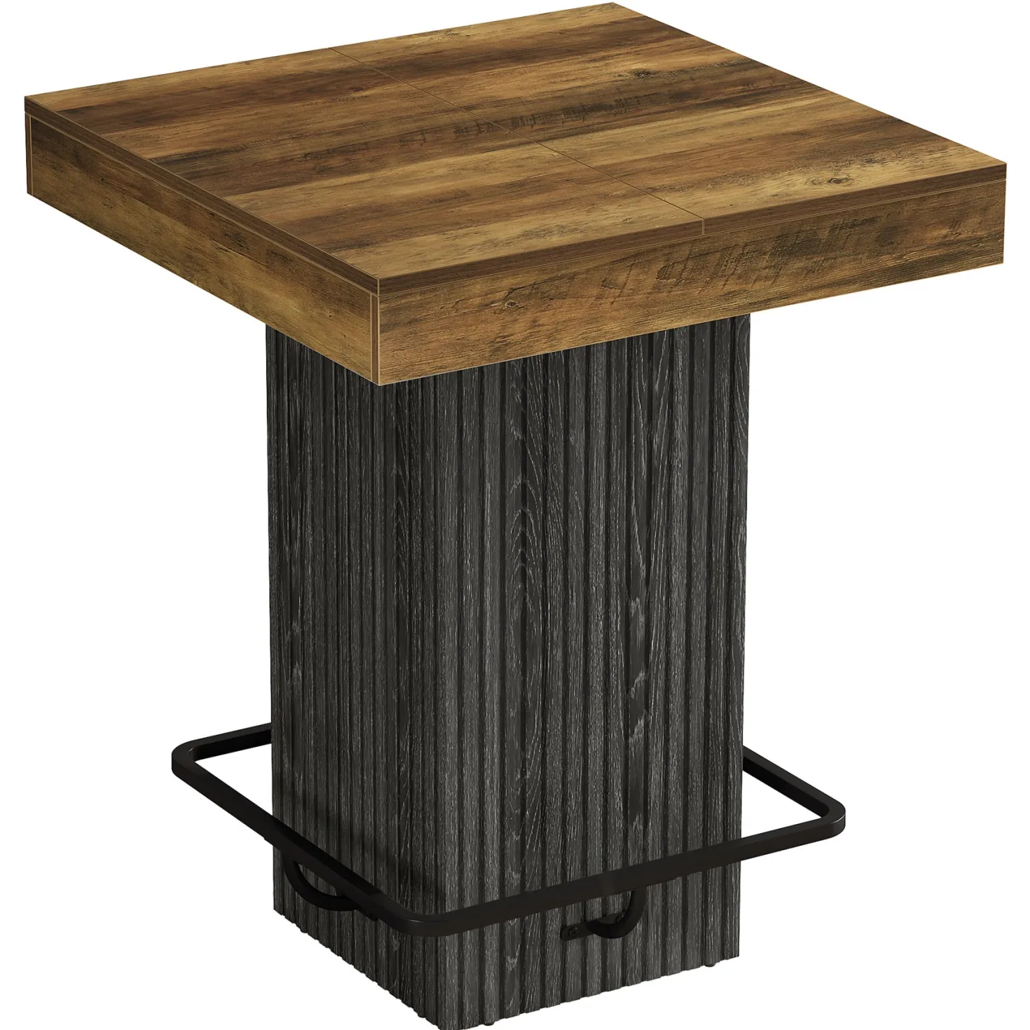 31.5" Bar Table, Square Dining Table Counter Height Table with Metal Footrest