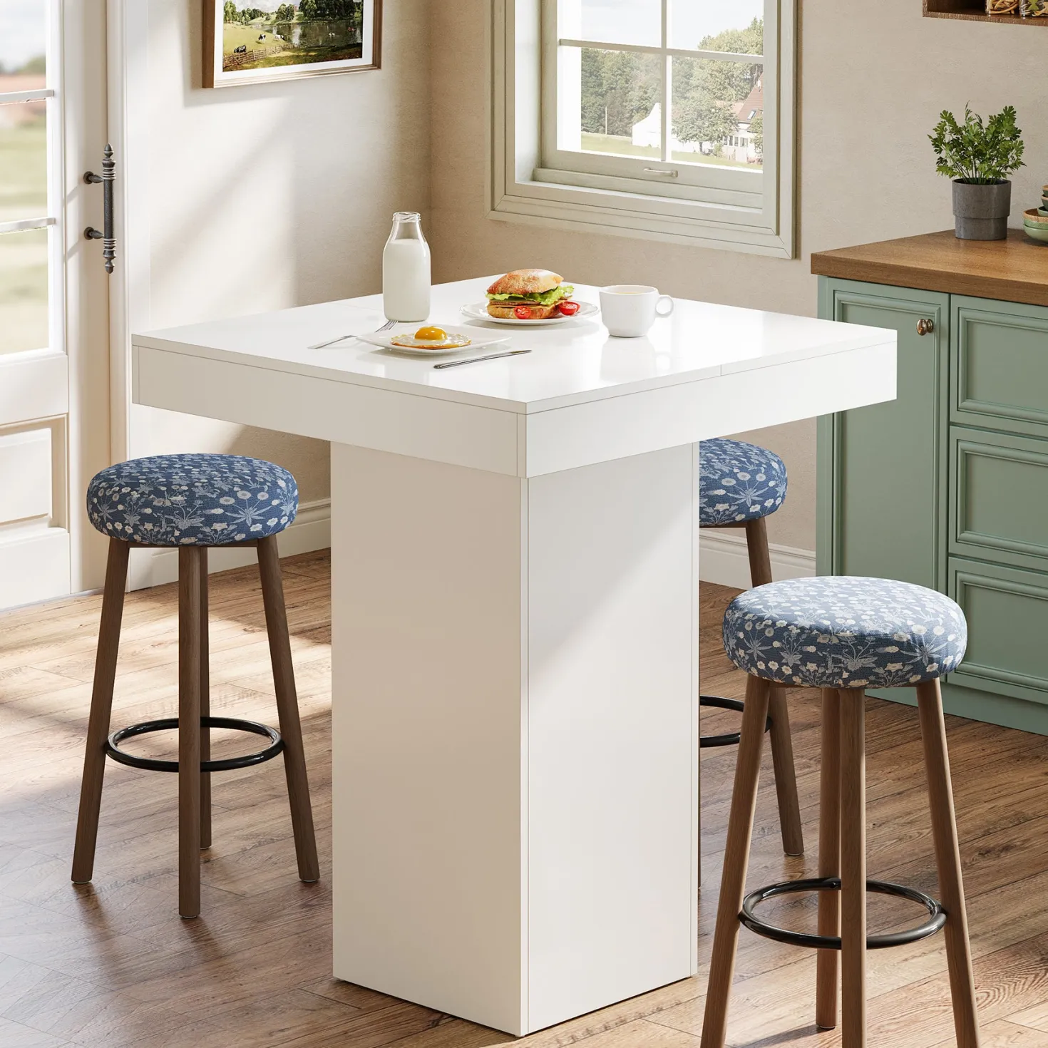 31.5" Bar Table, Square Kitchen Dining Table Counter Height Pub Table