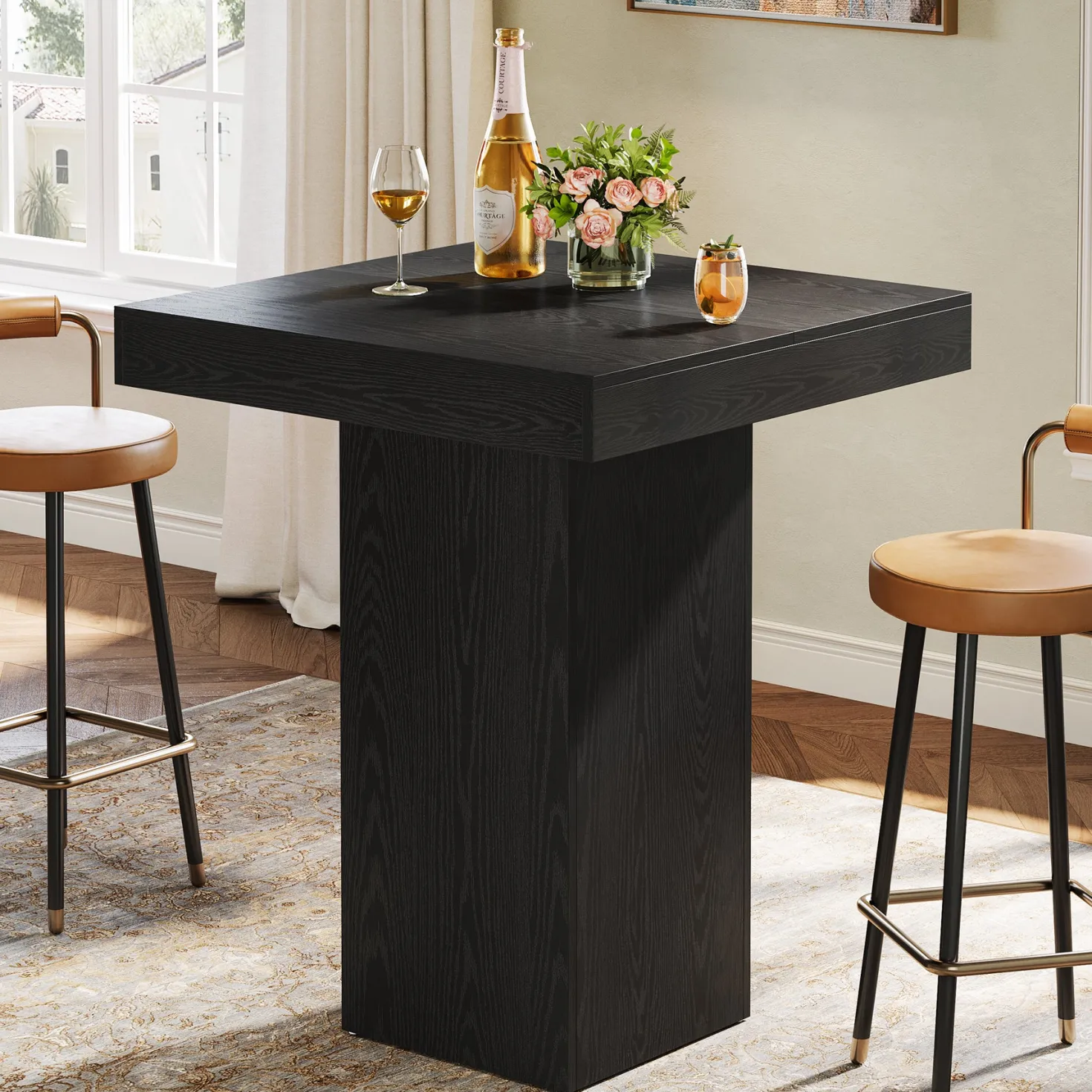 31.5" Bar Table, Square Kitchen Dining Table Counter Height Pub Table