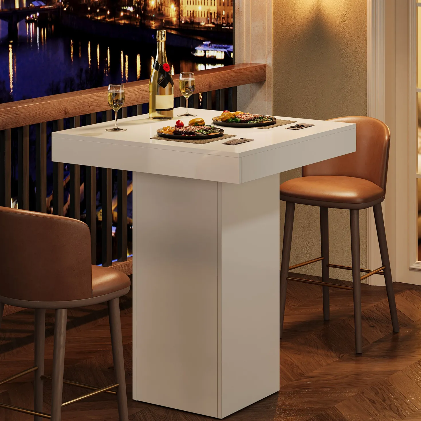 31.5" Bar Table, Square Kitchen Dining Table Counter Height Pub Table