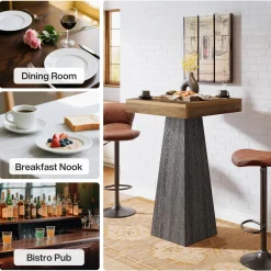 39.96" Bar Table, Square Pub Table Dining Room Table