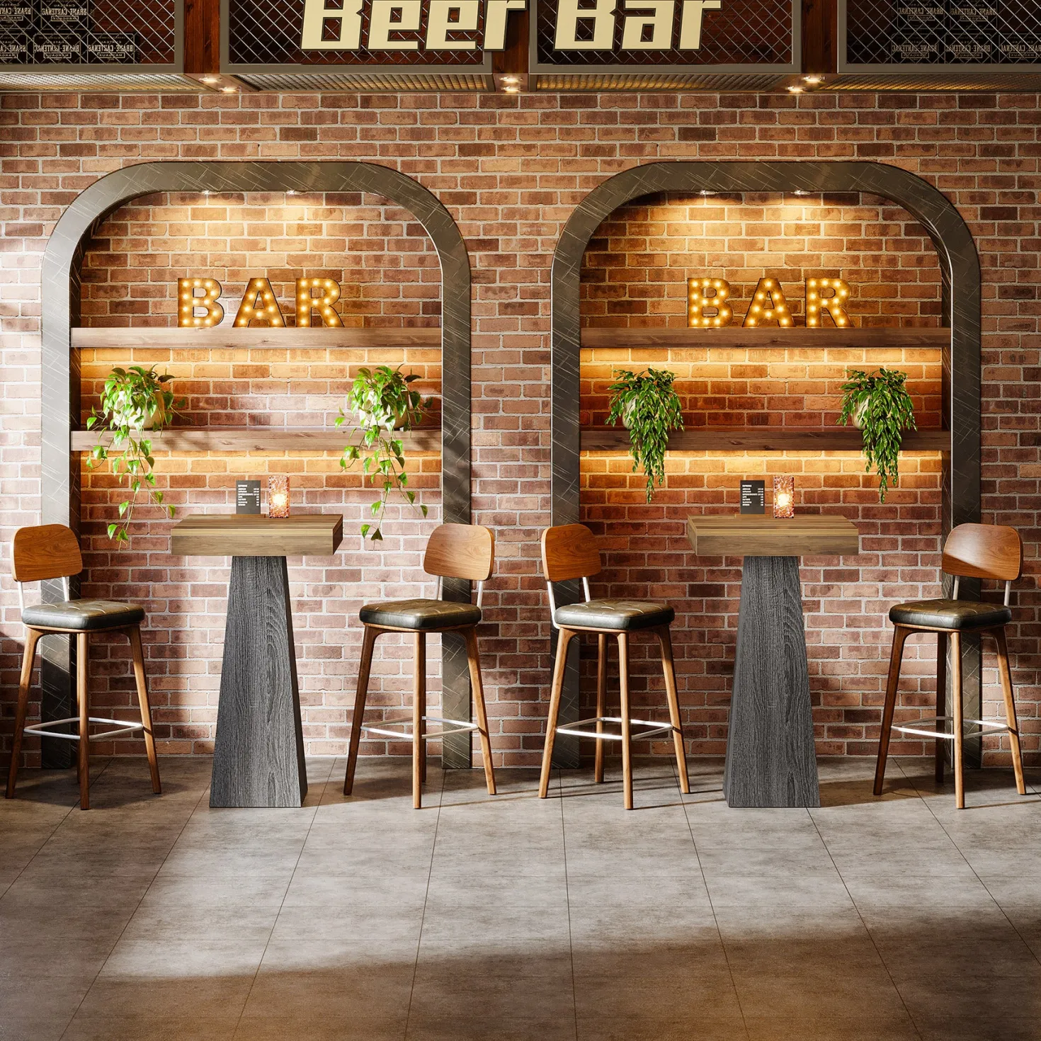 39.96" Bar Table, Square Pub Table Dining Room Table