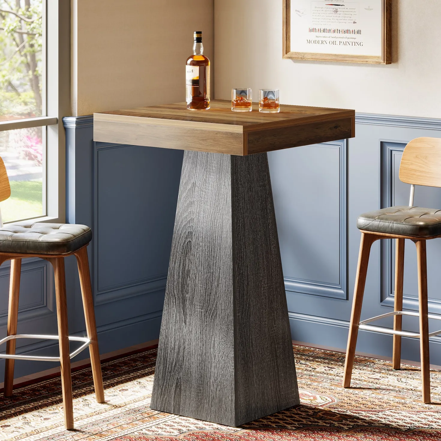 39.96" Bar Table, Square Pub Table Dining Room Table