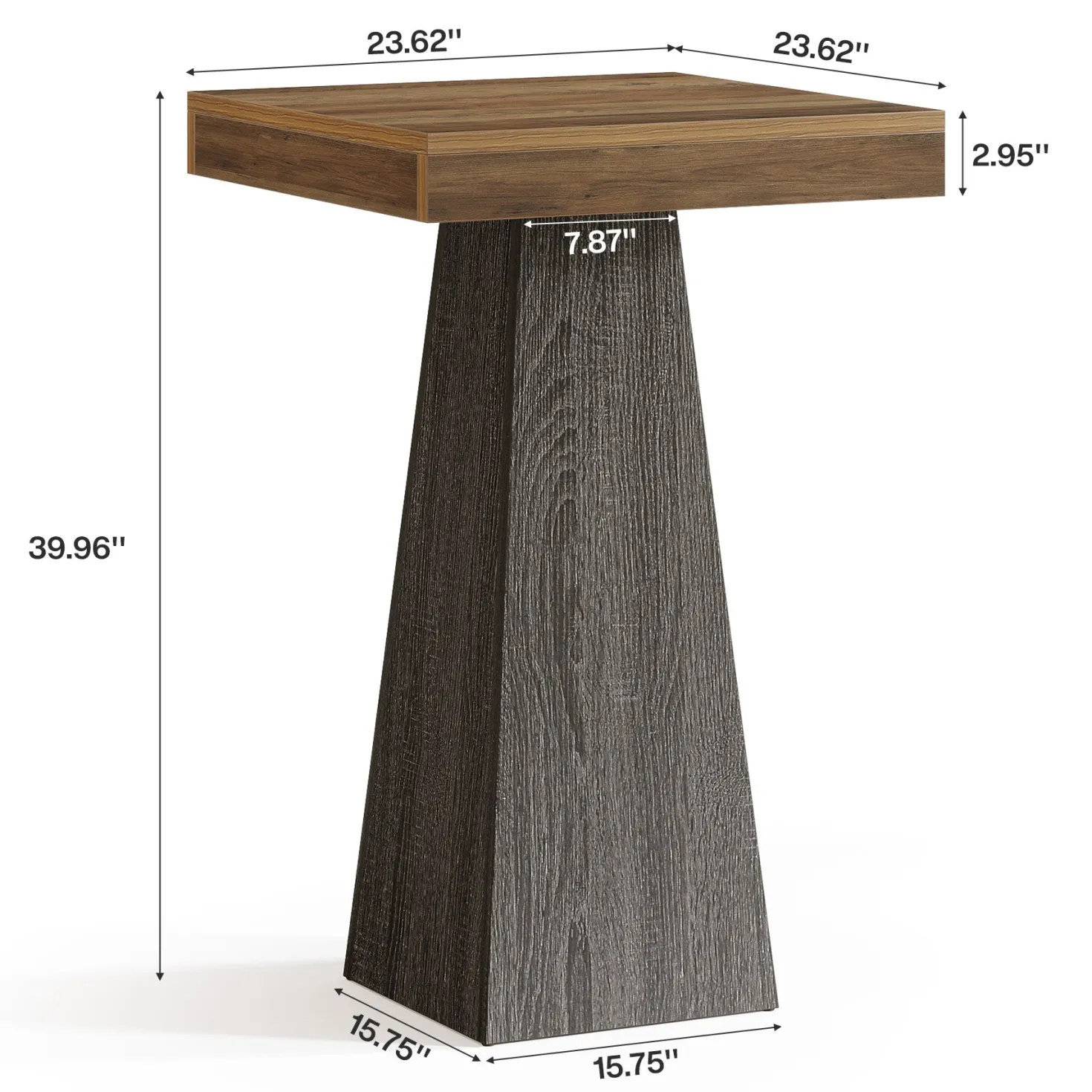 39.96" Bar Table, Square Pub Table Dining Room Table