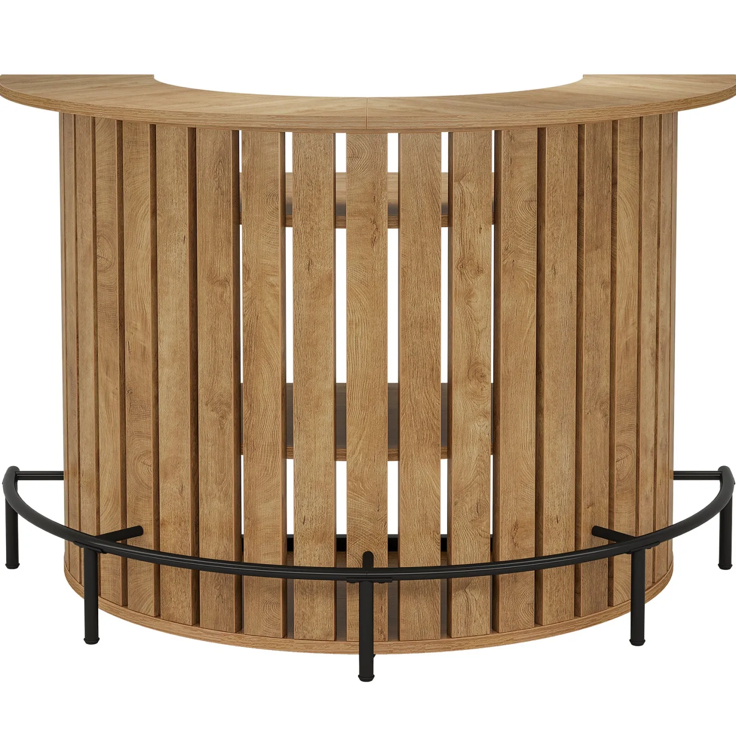 39.4" Bar Table, 4-Tier Arc-Shaped Wine Bar Cabinet with Footrest for Home Pub