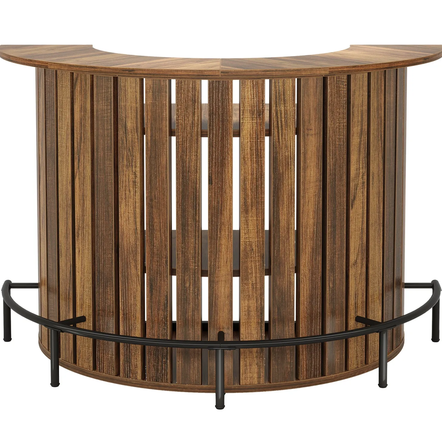 39.4" Bar Table, 4-Tier Arc-Shaped Wine Bar Cabinet with Footrest for Home Pub