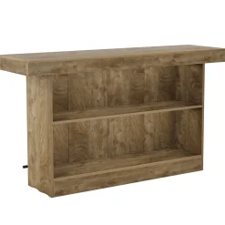 63" Bar Table, 2-Tier Bar Unit Counter Height Pub Table with Storage Shelves