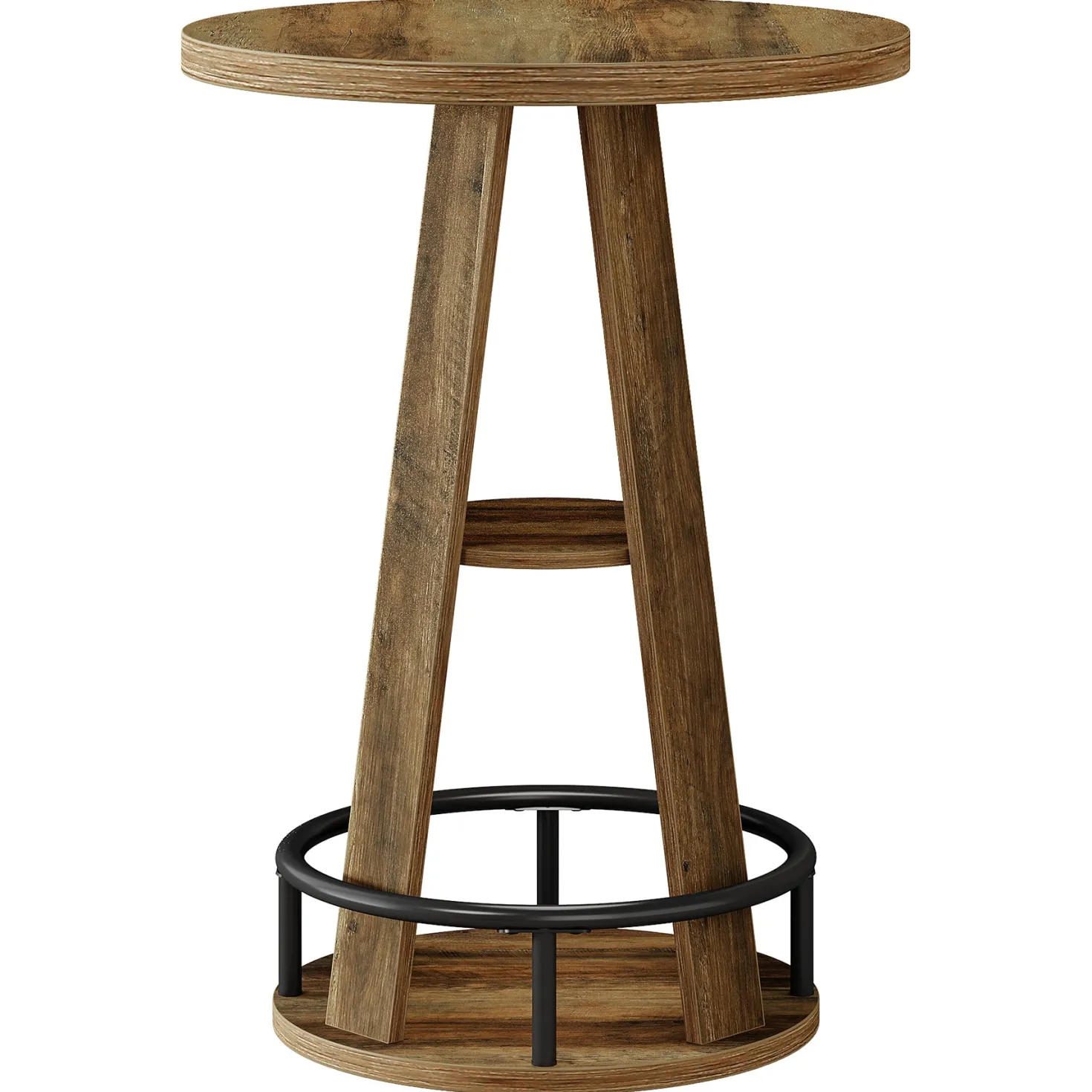 39.4" Bar Table, 3-Tier High Top Bistro Table Cocktail Pub Tables with Metal Footrest