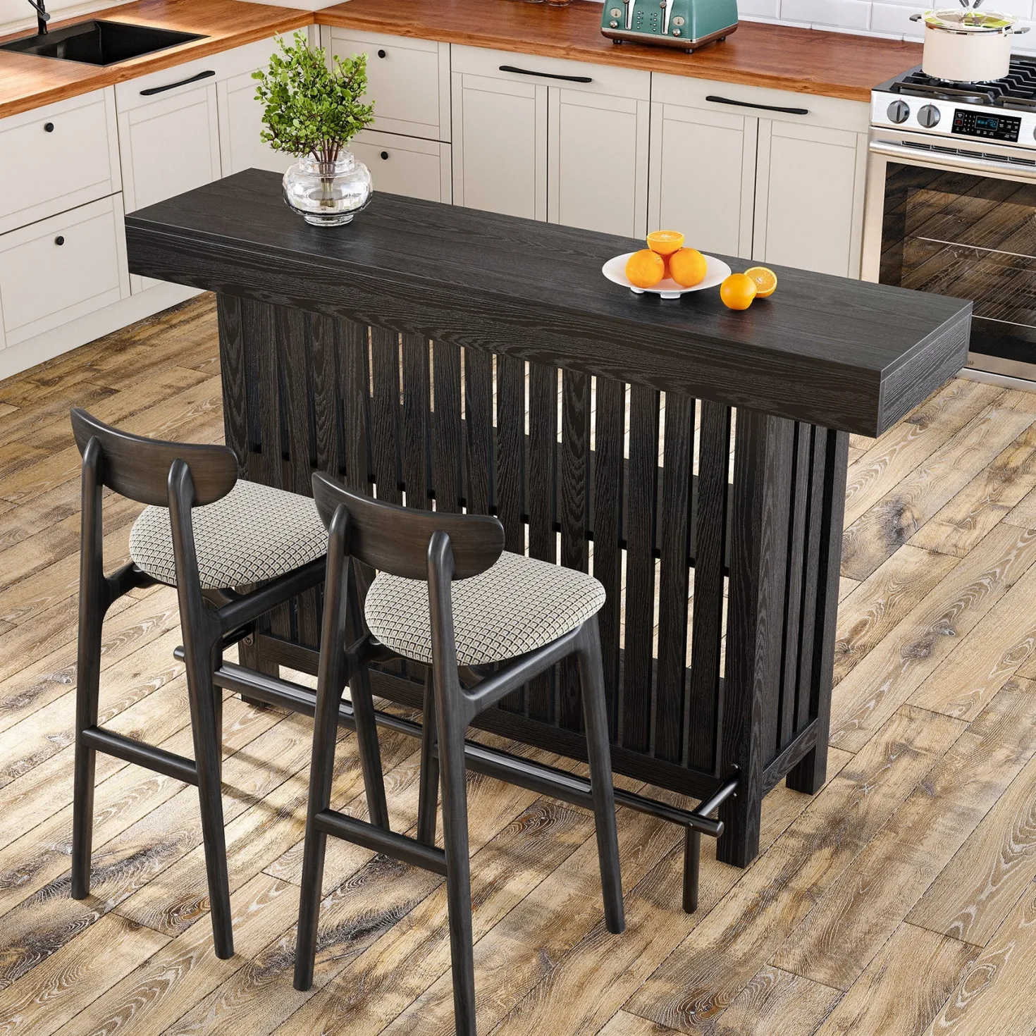 63" Bar Table, 2-Tier Home Bar Unit Height Pub Table Kitchen Island