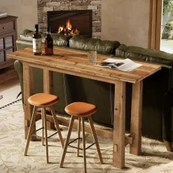 63" Bar Table, Wood Bar Height Pub Table Home Bar Unit