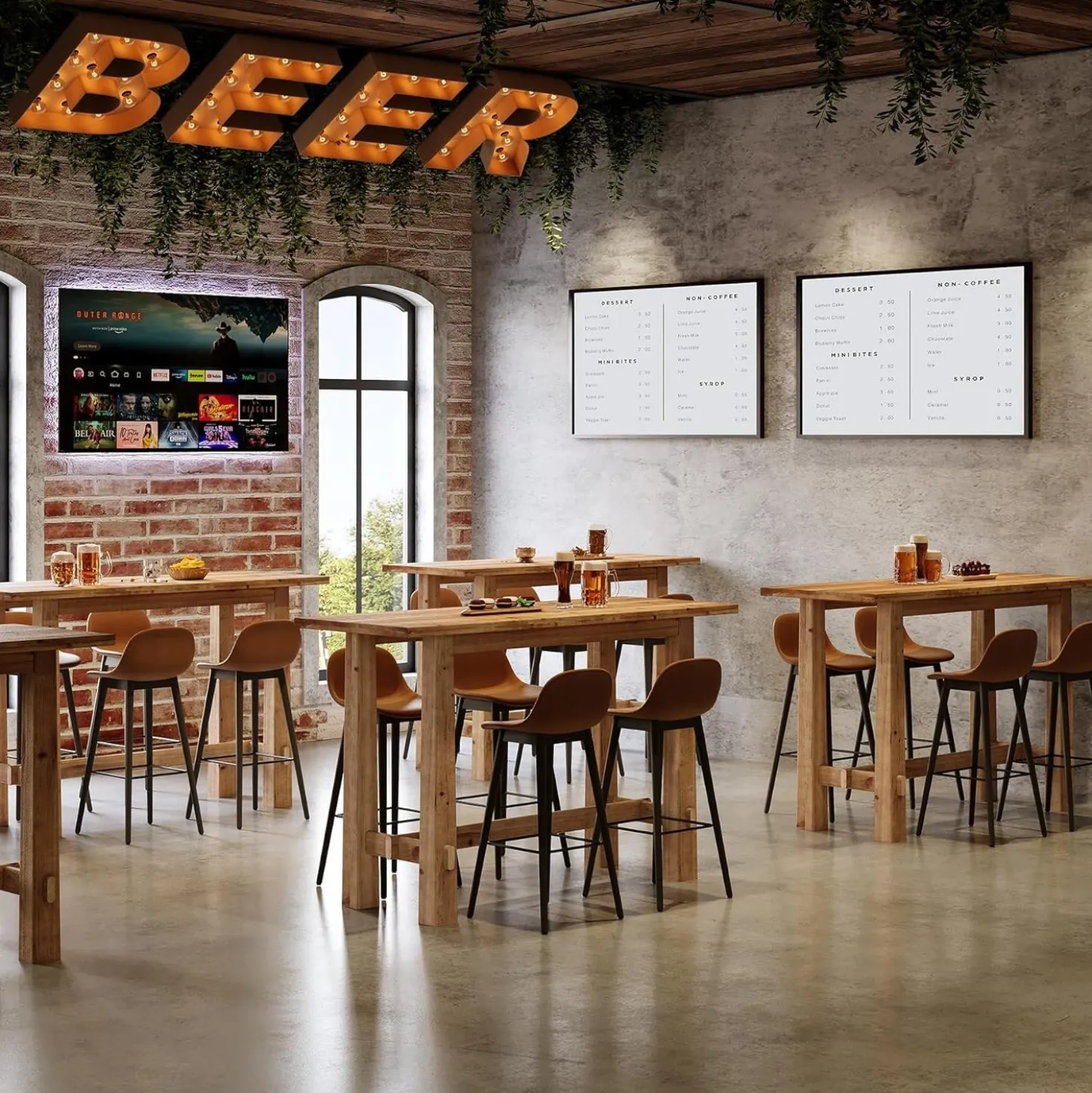 63" Bar Table, Wood Bar Height Pub Table Home Bar Unit