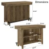 57.48" Bar Unit, Industrial Counter Height Bar Table with 2-Tier Storage